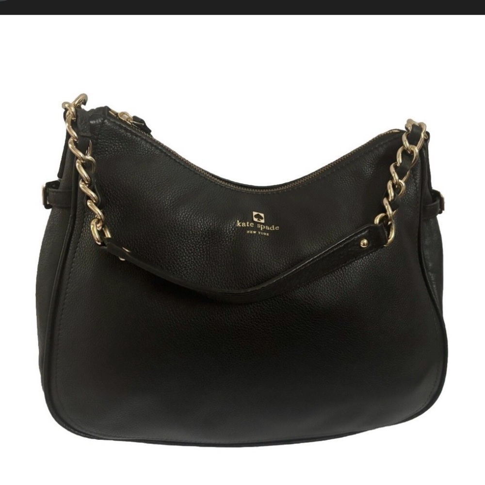kate spade Black Leather Hobo with Gold Chain Handle